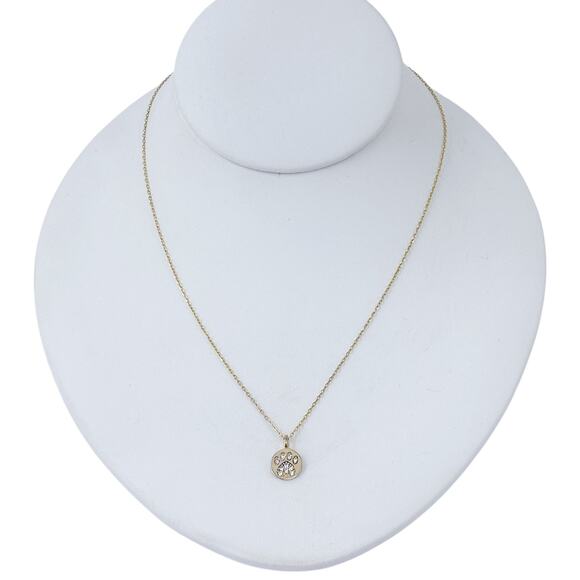 Gold Tone Paw Print Cubic Zirconia Necklace | Sterling Silver 925 | 16"-18" - Picture 4 of 6